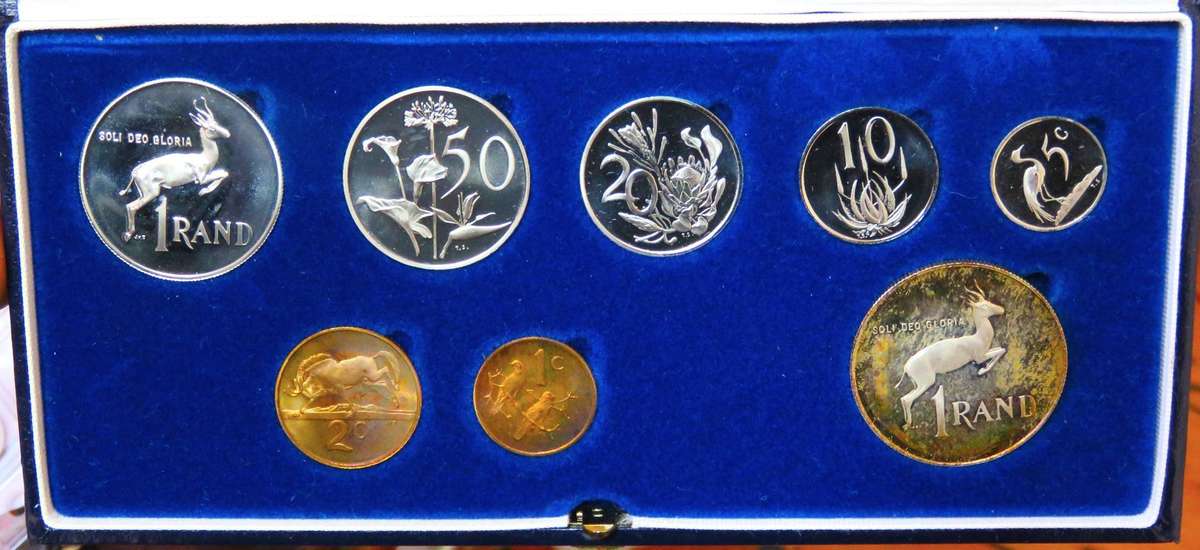 1984 Republic of South Africa Proof set in SAM BOX with Silver Rand