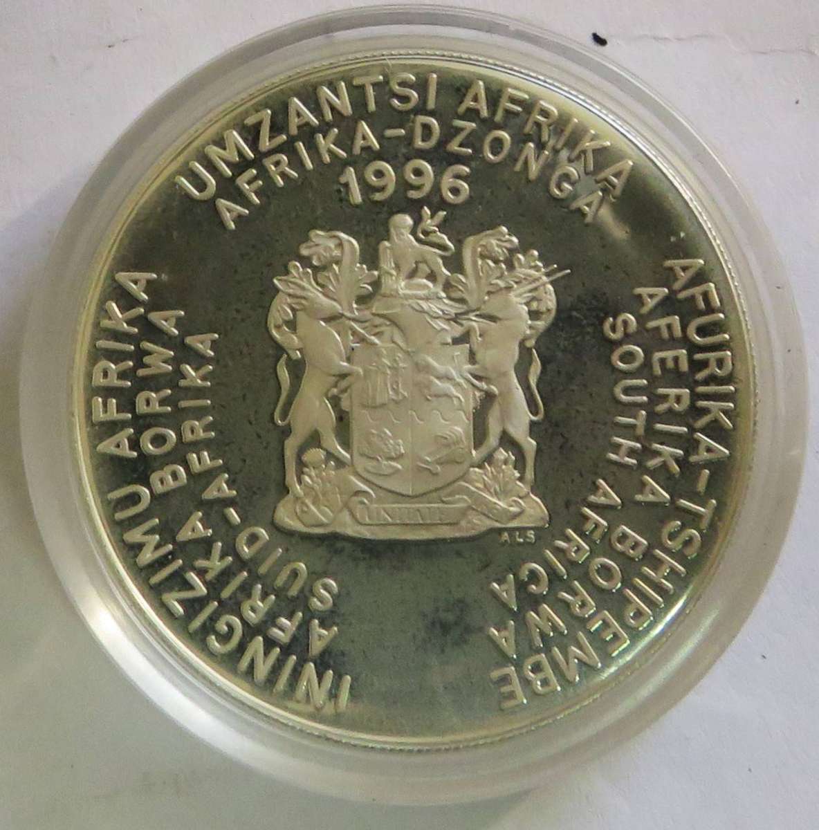 1996 1 Ounce  Silver Proof  R2 AFRICAN CUP OF NATIONS in SAM BOX with COA-33.6 Grams 925 silver