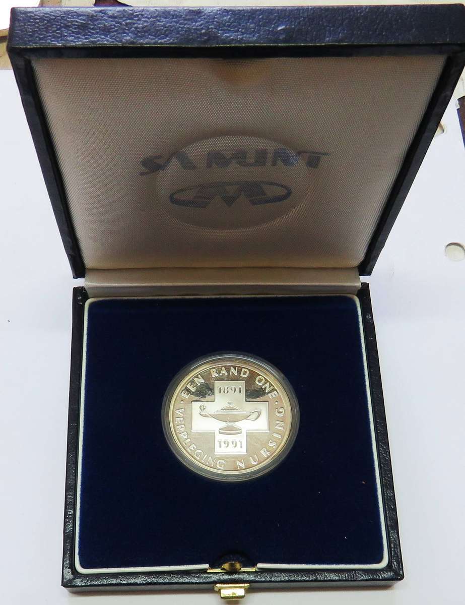 1991 Silver Proof 1 Rand NURSING in original capsule and SAM box as issued