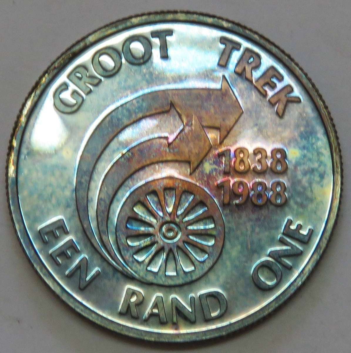 1988 Silver 1 Rand GREAT TREK  proof in SAM box-Lovely toning