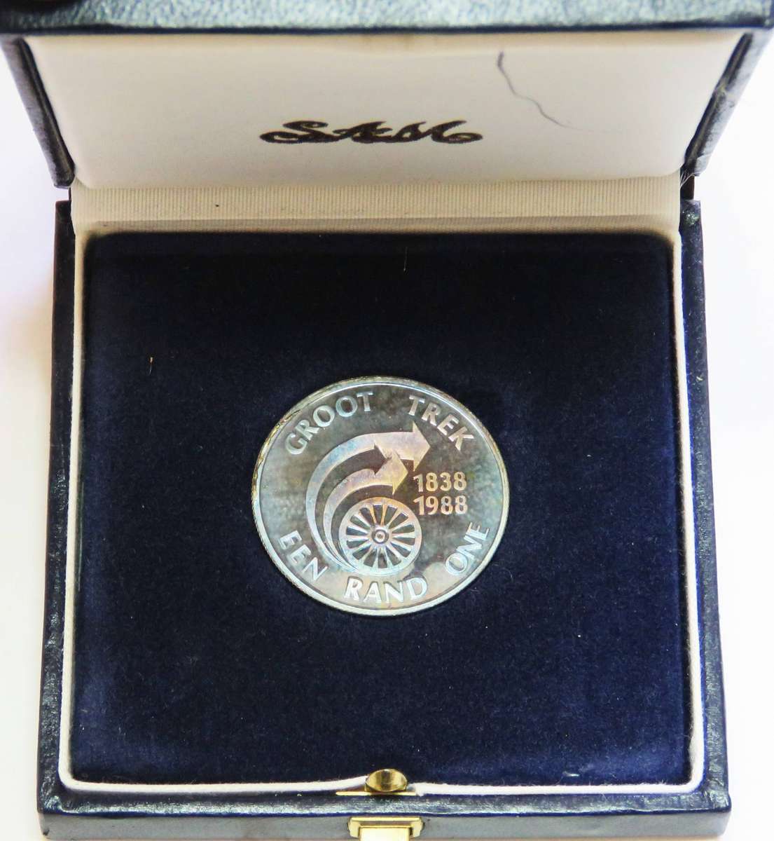 1988 Silver 1 Rand GREAT TREK  proof in SAM box-Lovely toning