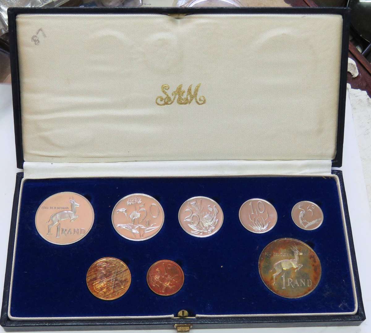 1987 Republic of South Africa Proof set in SAM BOX with Silver Rand