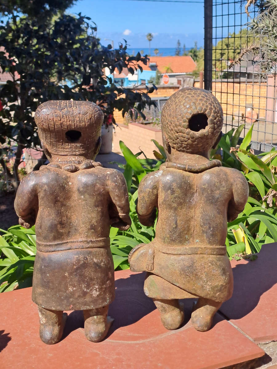 Antique Rare pair Court Dwarf Benin Bini Edo bronze