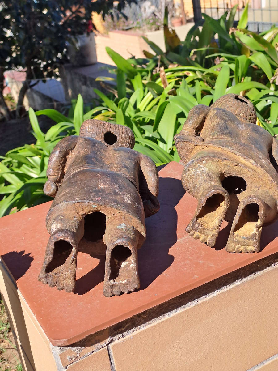 Antique Rare pair Court Dwarf Benin Bini Edo bronze