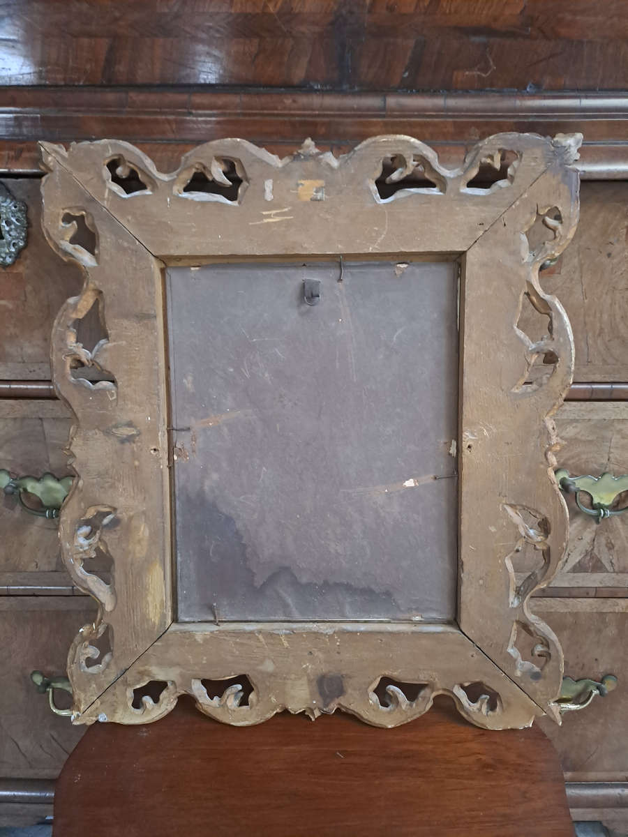 Magnificent hand carved and gilt wood frame with Pietro Perugino print