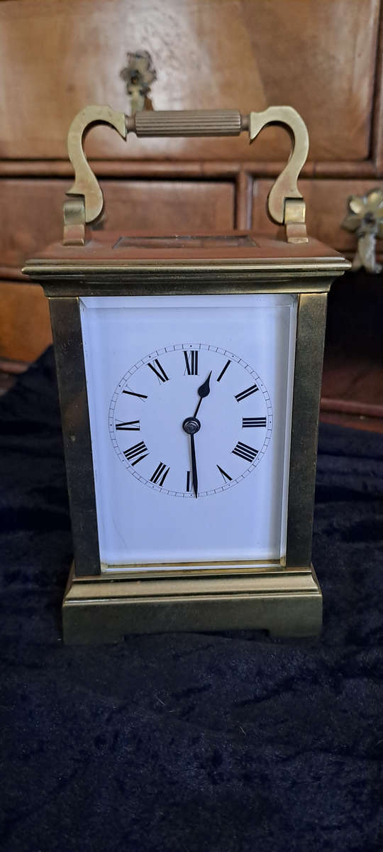 Antique large French brass  carriage clock with chime