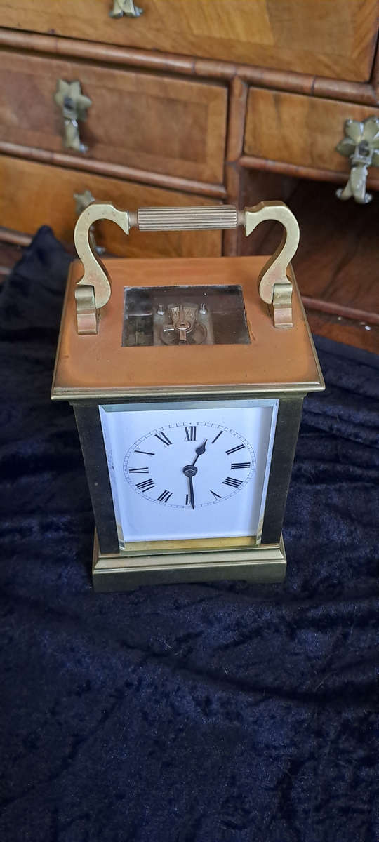 Antique large French brass  carriage clock with chime