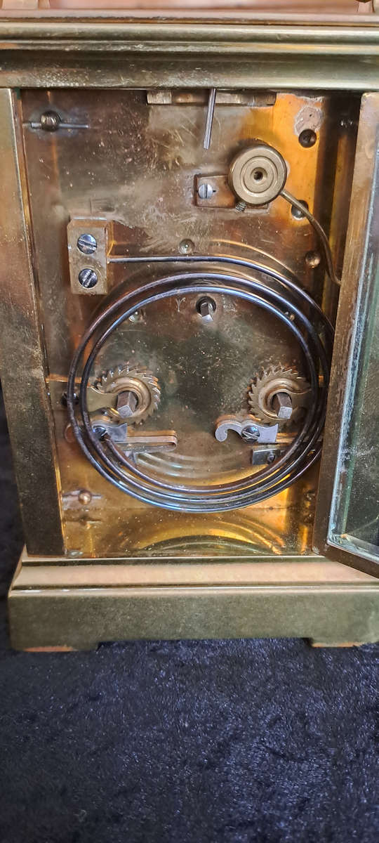 Antique large French brass  carriage clock with chime