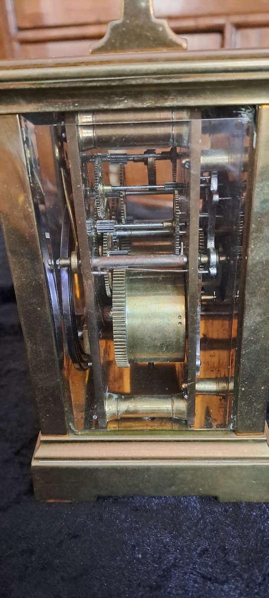 Antique large French brass  carriage clock with chime