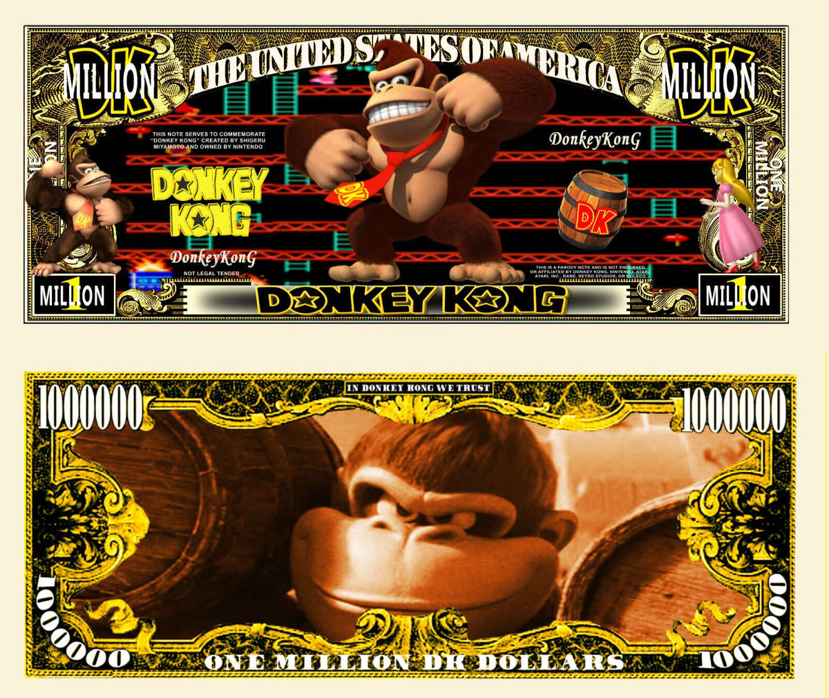 DONKEY KONG MILLION DOLLAR NOVELTY BILL
