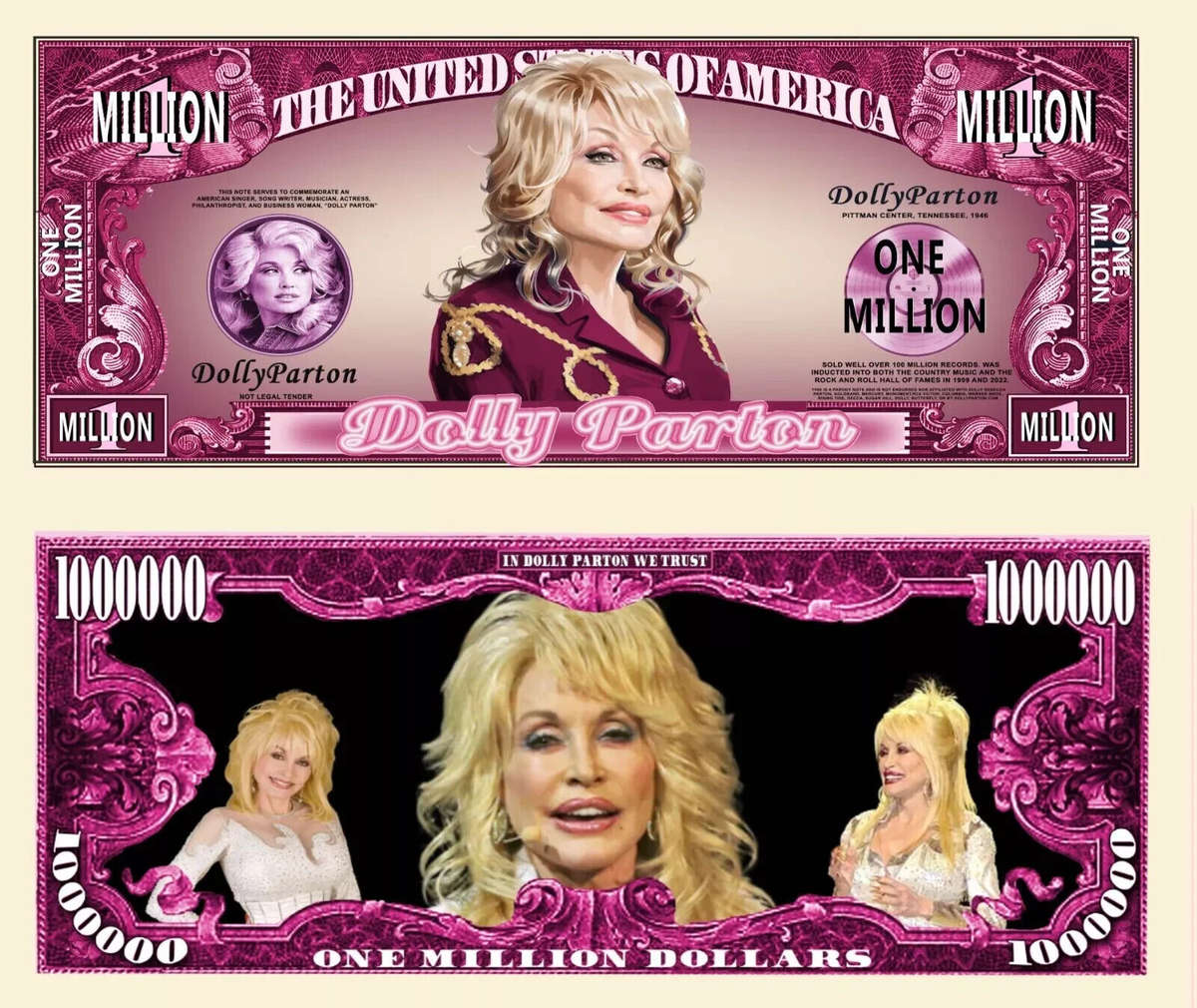 DOLLY PARTON MILLION DOLLAR NOVELTY  BILL
