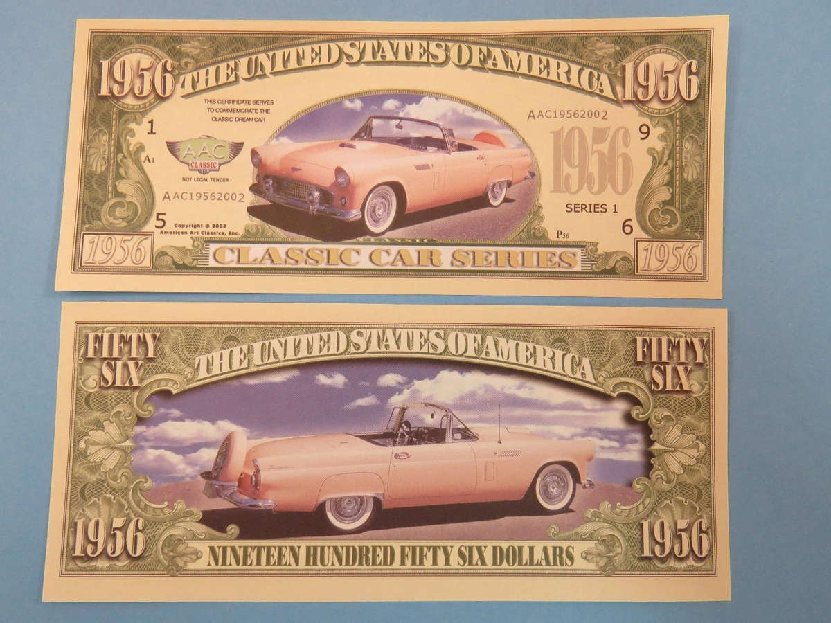 1956 Ford THUNDERBIRD Classic Dream Car MILLION DOLLAR NOVELTY BILL