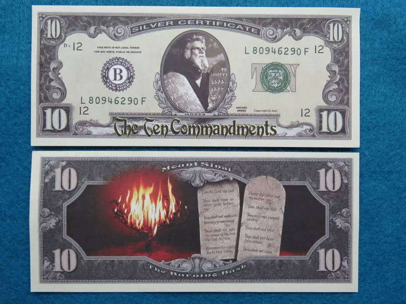 TEN COMMANDMENTS of GOD ~ MOSES ~ 10 DOLLAR NOVELTY BILL