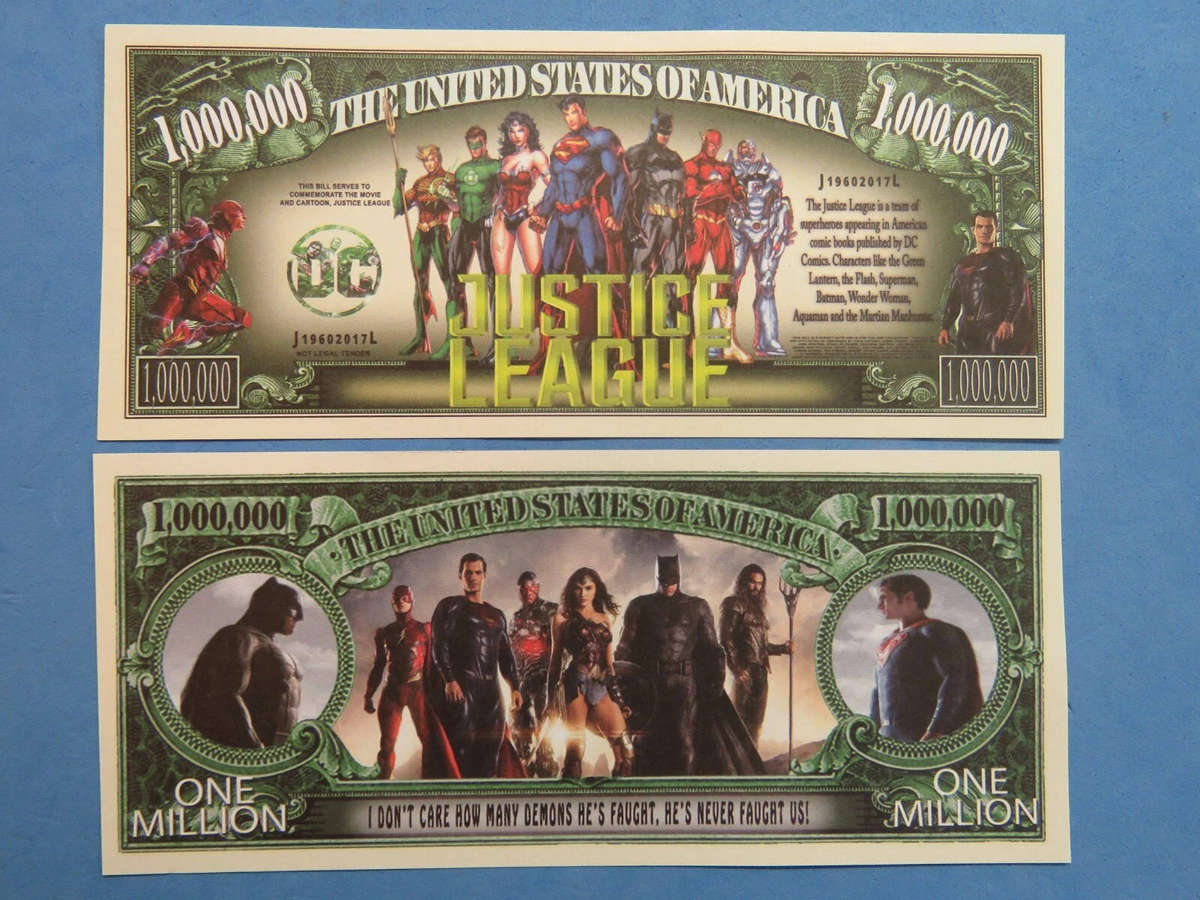 JUSTICE LEAGUE MILLION DOLLAR NOVELTY BILL