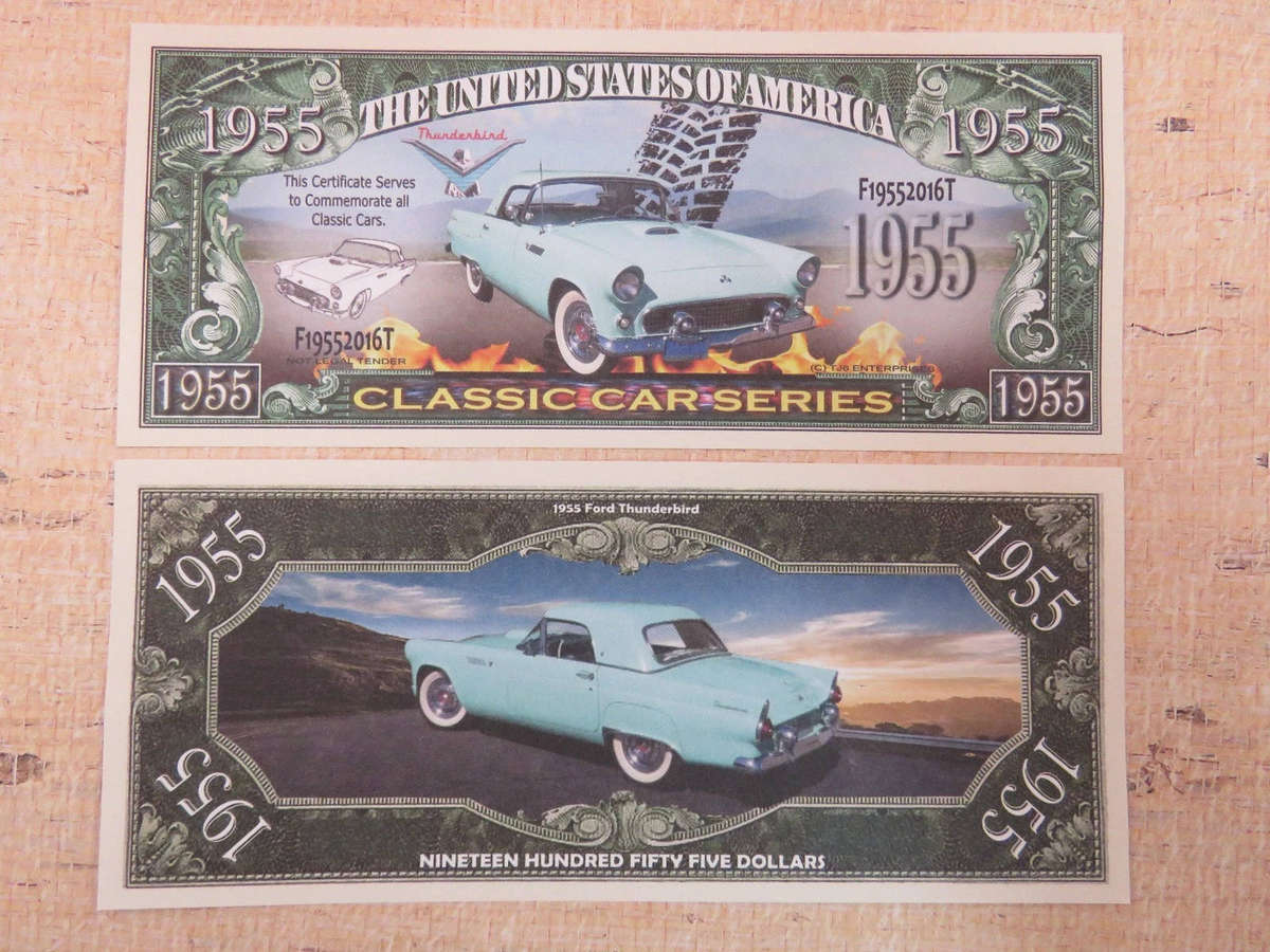 1955 Ford THUNDERBIRD Classic Car Series  MILLION DOLLAR NOVELTY BILL