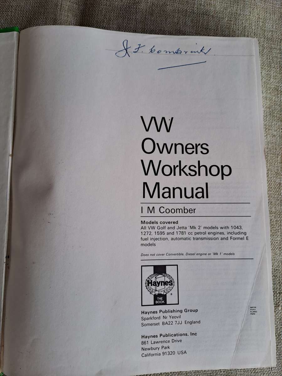 VW (petrol) Golf & Jetta, 1984-1985  Owners Workshop Manual - Haynes