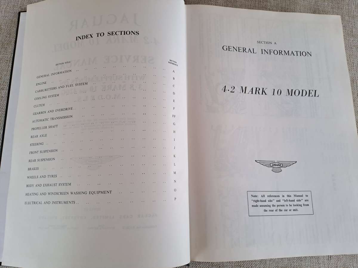 Jaguar 3.8, 4.2 Mark 10 and 420G Models Service Manual