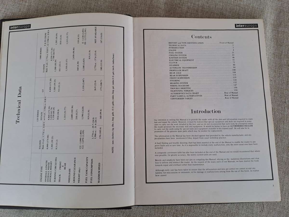 Volvo 120 Series, 1800/ES Sport Workshop Manual 1961 - Intereurope