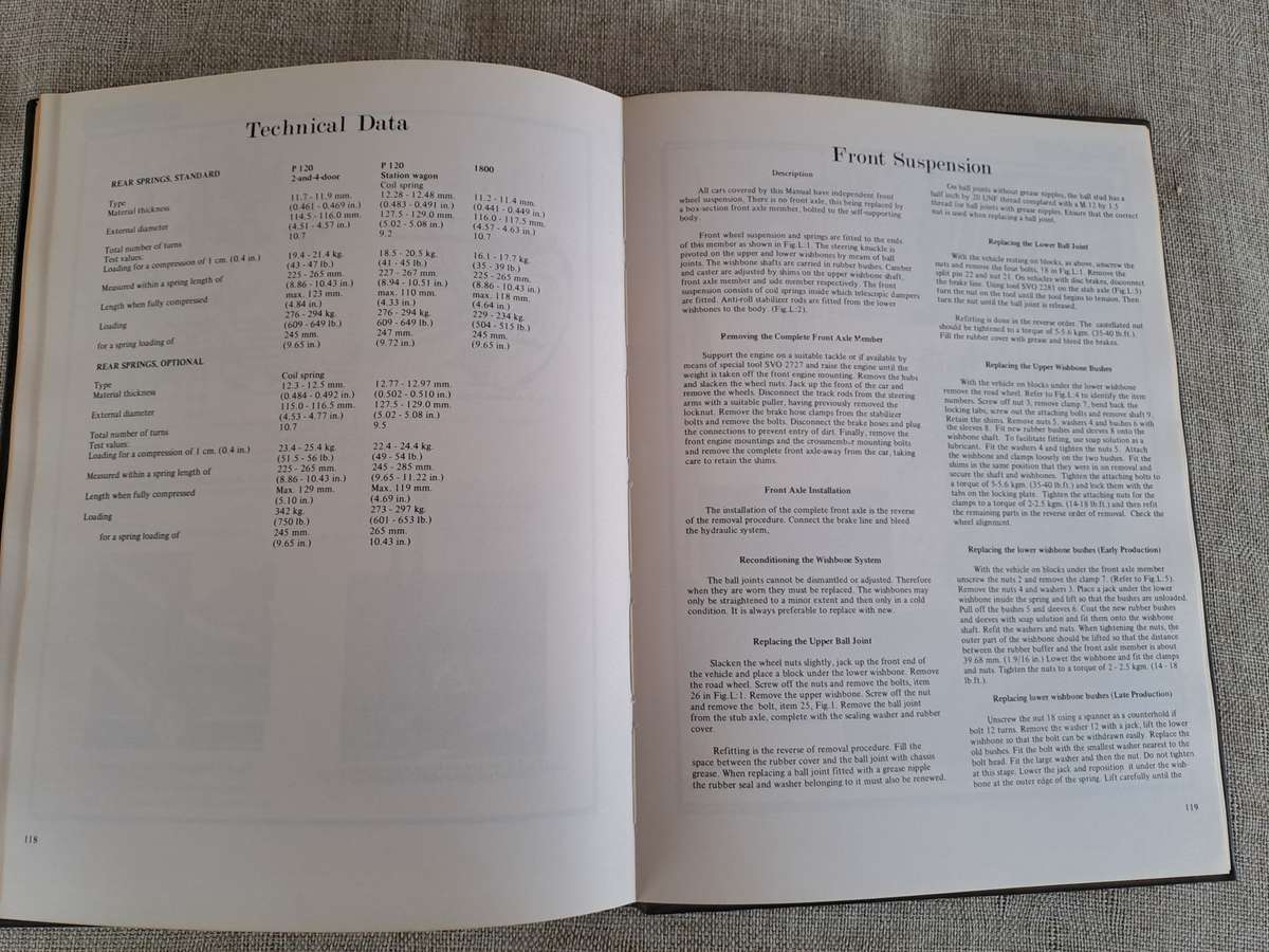 Volvo 120 Series, 1800/ES Sport Workshop Manual 1961 - Intereurope