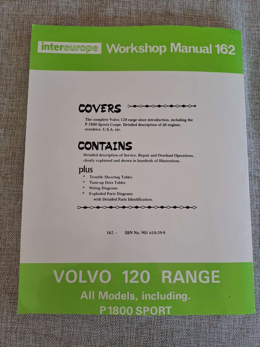 Volvo 120 Range All models including P1800 Sport Workshop Manual - Intereurope