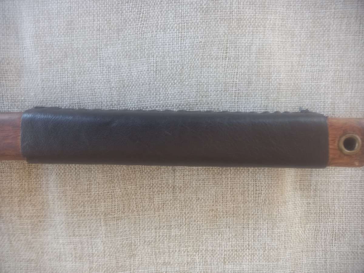 Axe - hand made - in a "Tomahawk" style / wooden shaft and leather hand grip