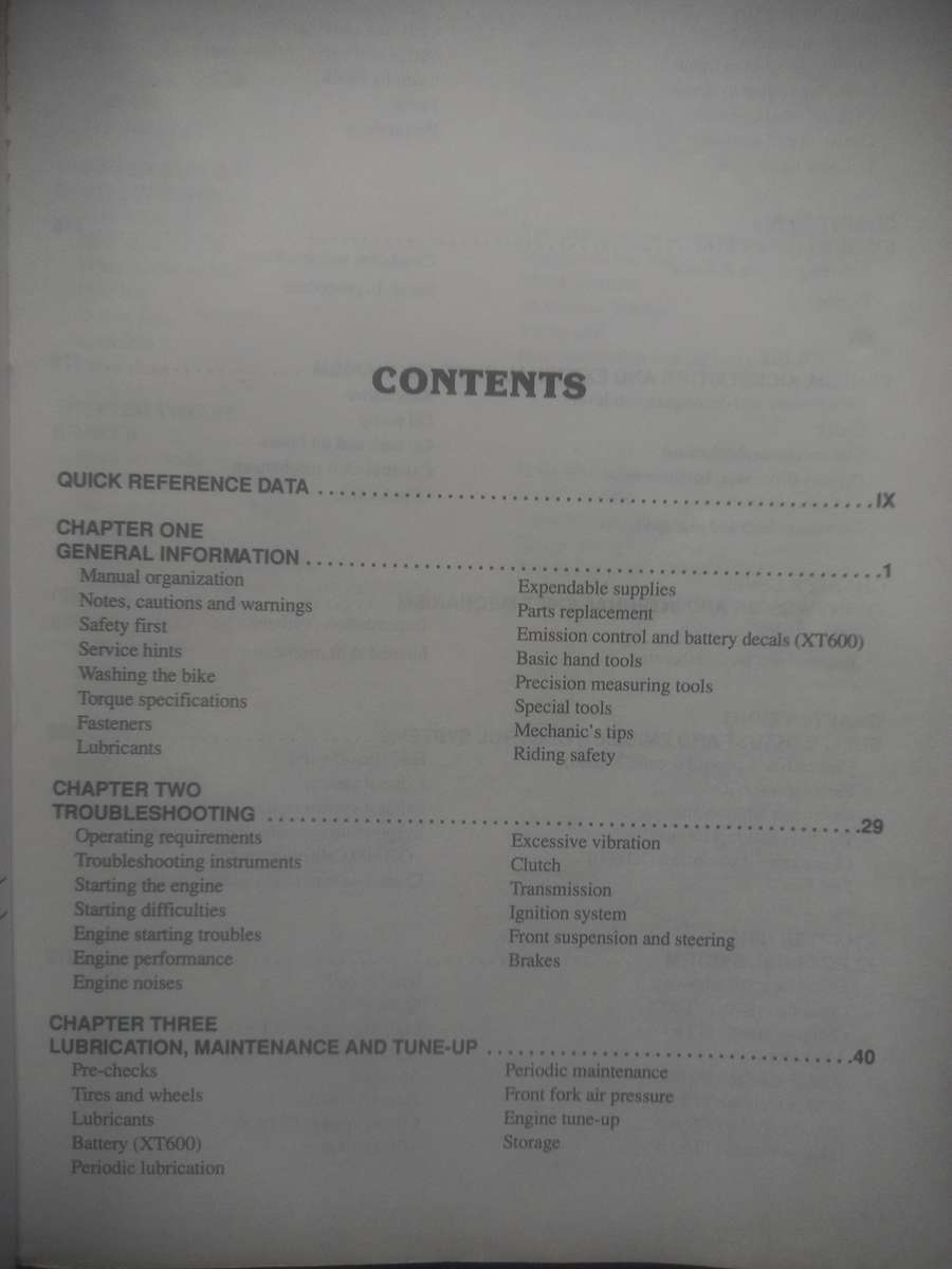 Yamaha XT600 and TT600 - 1983 to 1989 - Service Repair Maintenance - Clymer