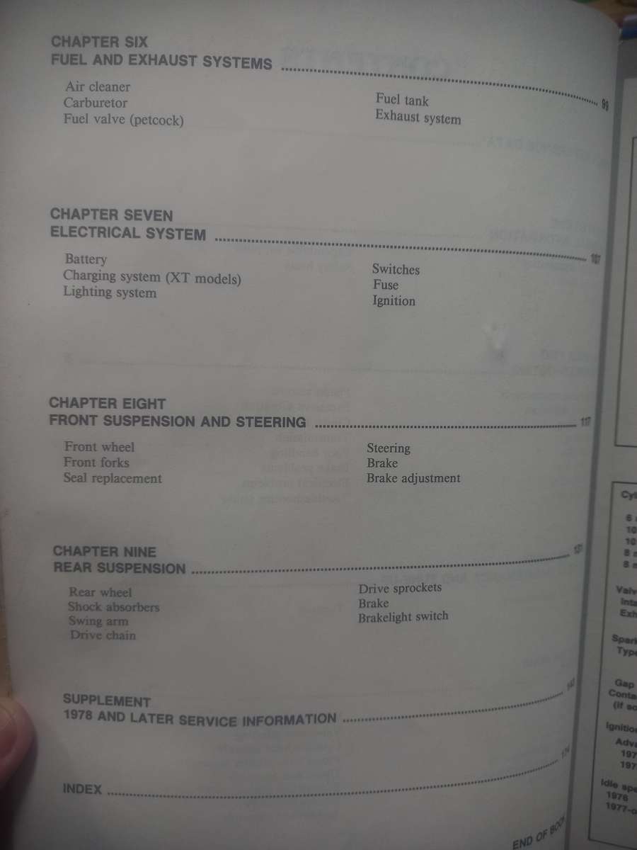 Yamaha XT and TT500 Singles - 1976 to 1981 - Service Repair Maintenance - Clymer