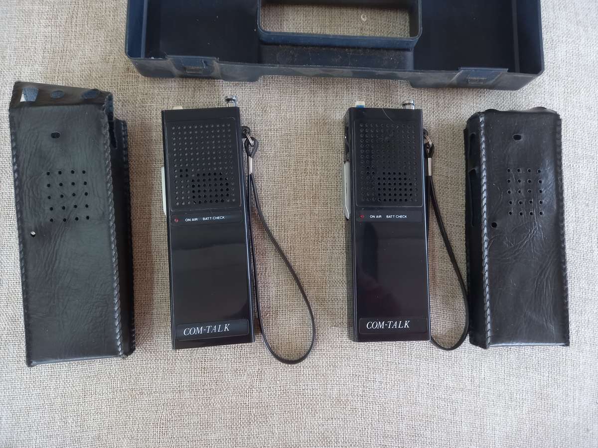 "Old school" Walkie-Talkies in case with earphones