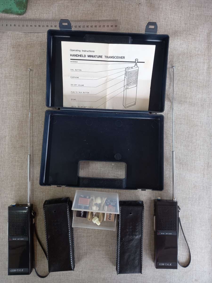 "Old school" Walkie-Talkies in case with earphones
