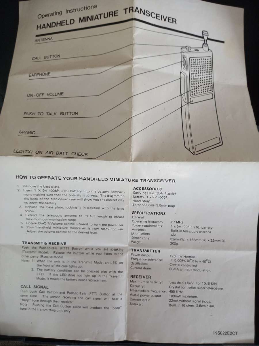 "Old school" Walkie-Talkies in case with earphones