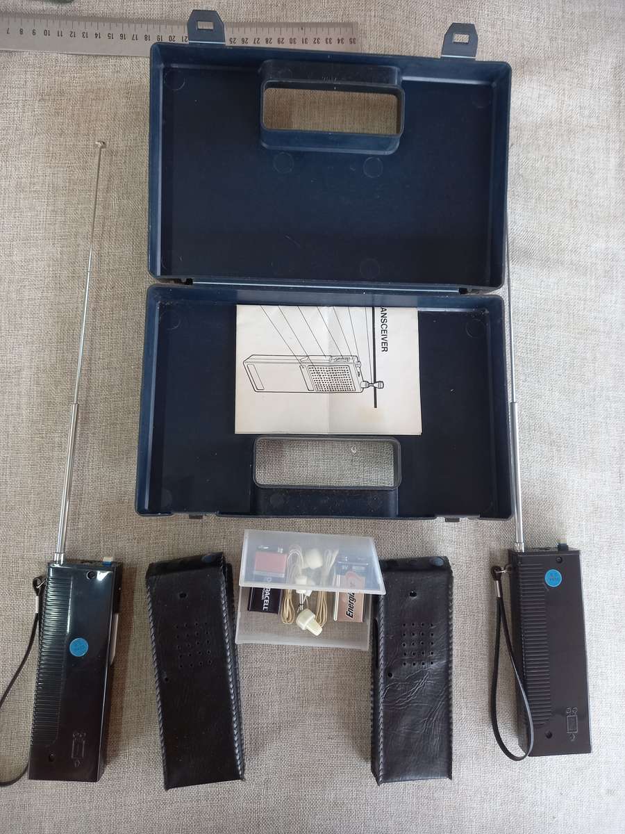 "Old school" Walkie-Talkies in case with earphones