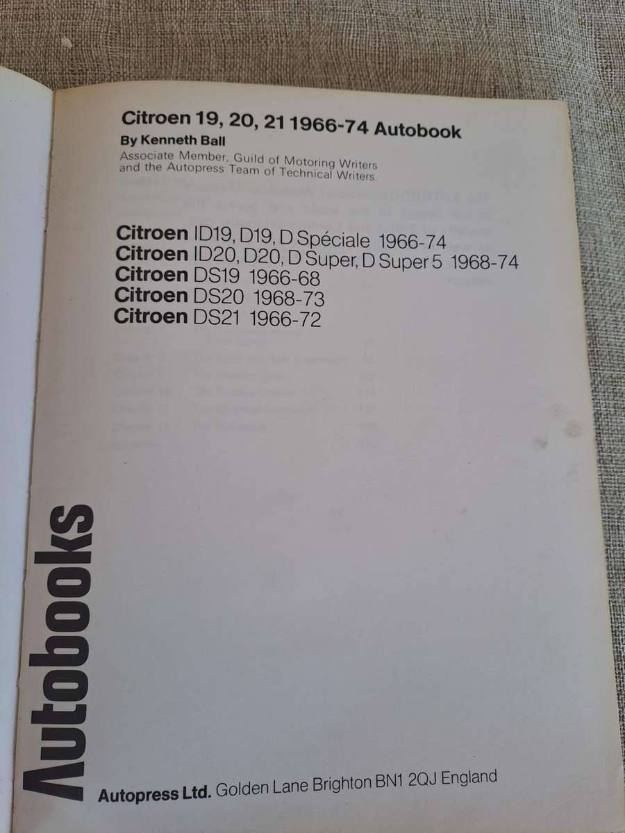 Citroen ID, D, DS 19, 20, 21 Owners Workshop Manual 1966-74 - Autobooks