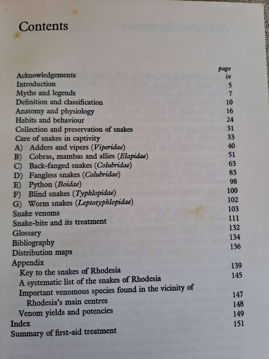 Snakes of Rhodesia  Bundu Series