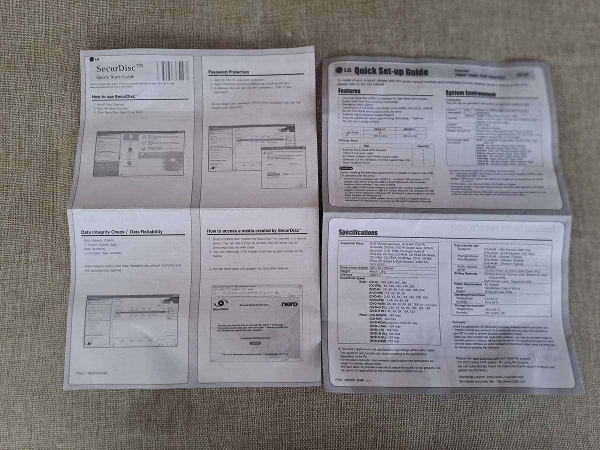 LG DVD Rewriter 20X External / GE20