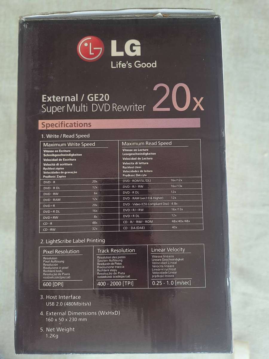LG DVD Rewriter 20X External / GE20