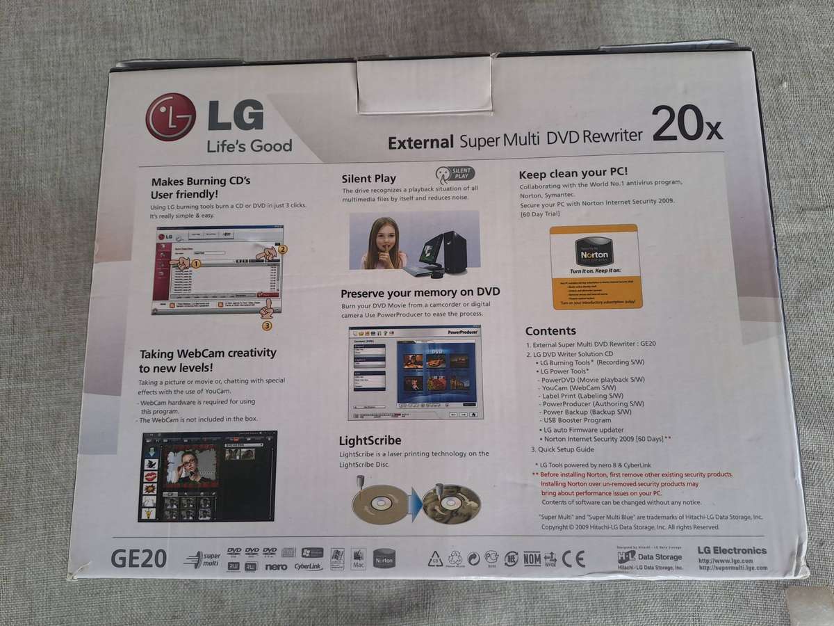 LG DVD Rewriter 20X External / GE20