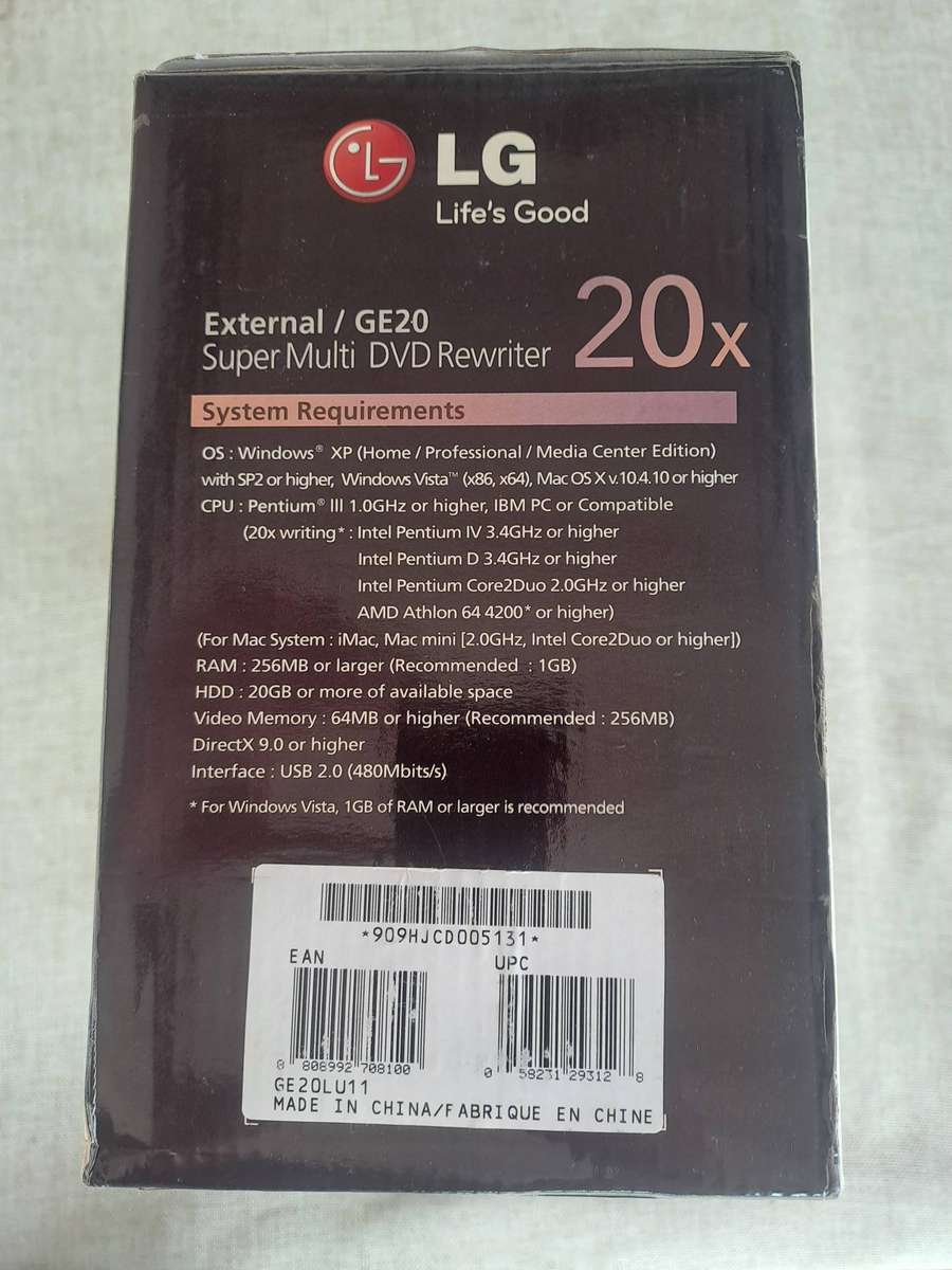LG DVD Rewriter 20X External / GE20