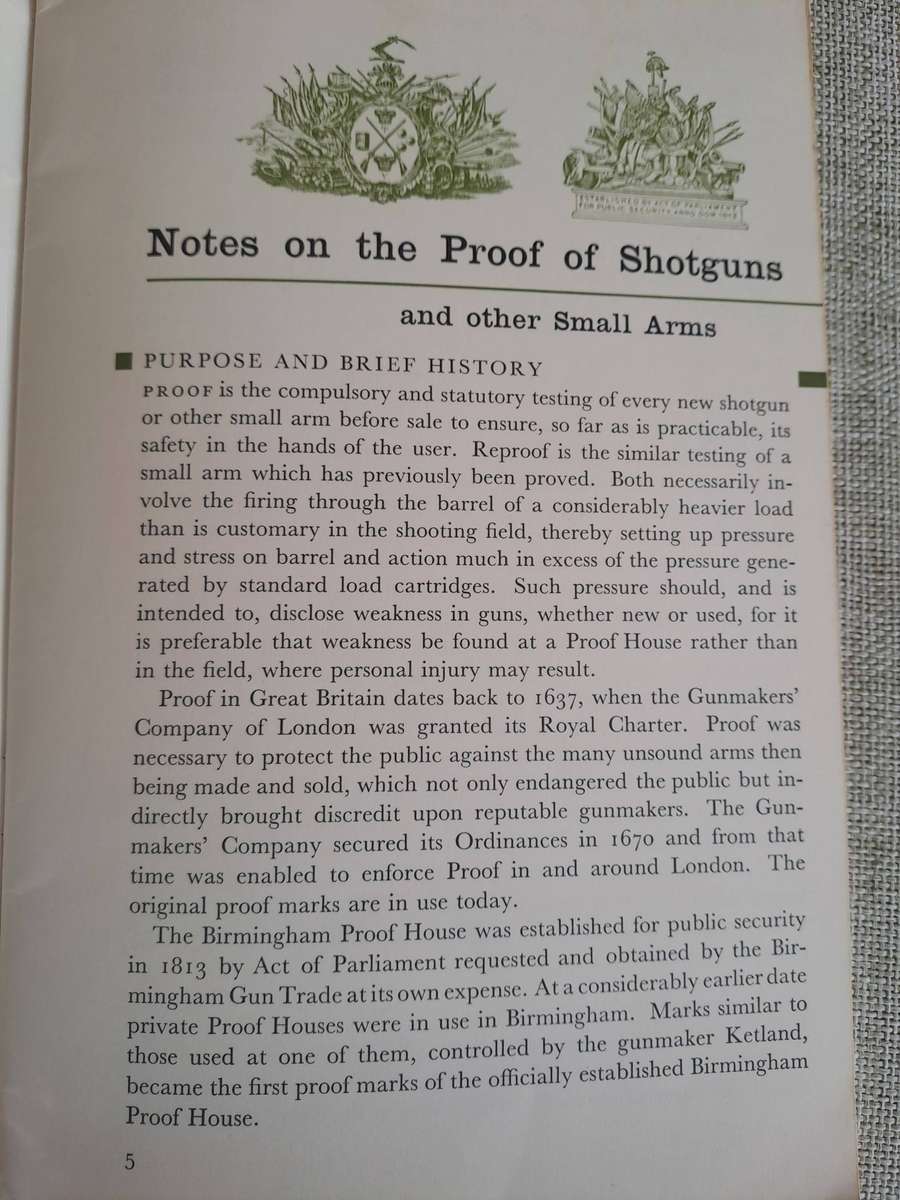 Notes on the Proof of Shot Guns & Other Small Arms June 1960