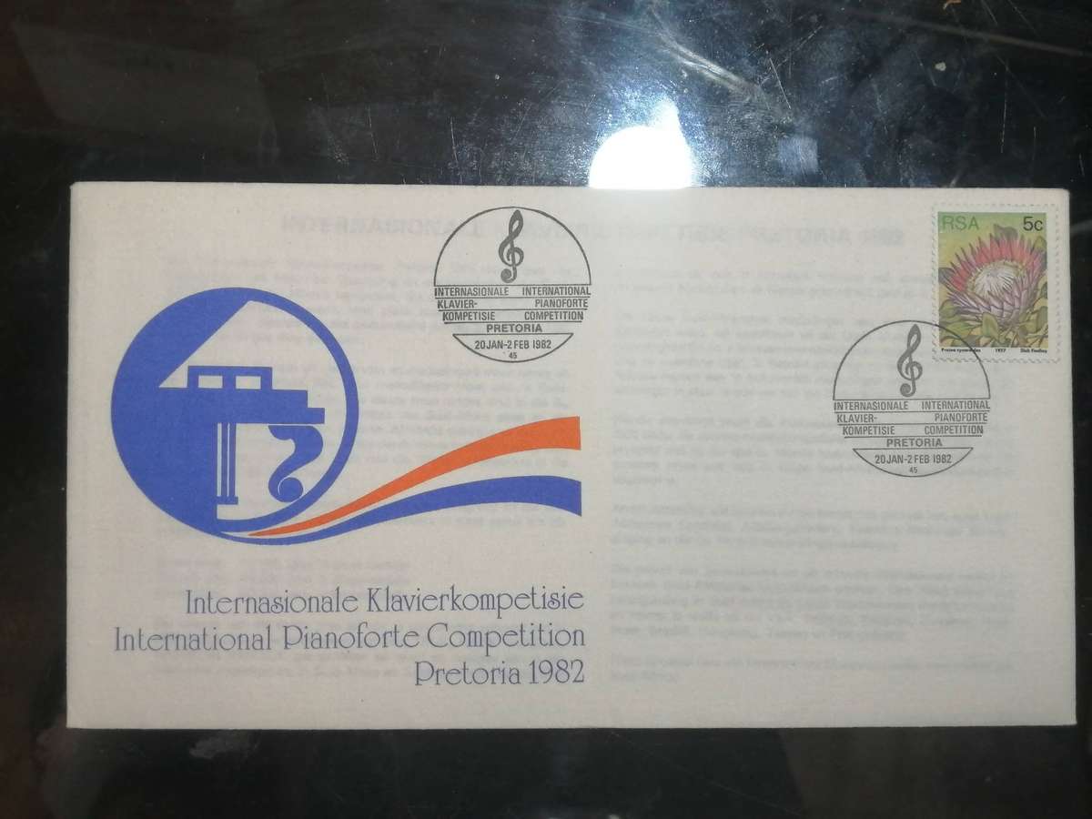 South Africa  FDC international pianoforte competition with stamp 5c protea