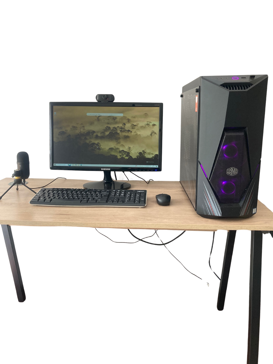 Complete Gaming PC Setup - Custom PC, Samsung Monitor, Wireless Mouse, Webcam, Microphone & Keyboard