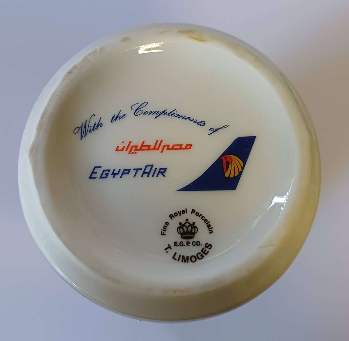T. Limoges Fine Royal Porcelain Vase  EgyptAir Collectible (E.G.P. Co., 1960s1980s, Rare)