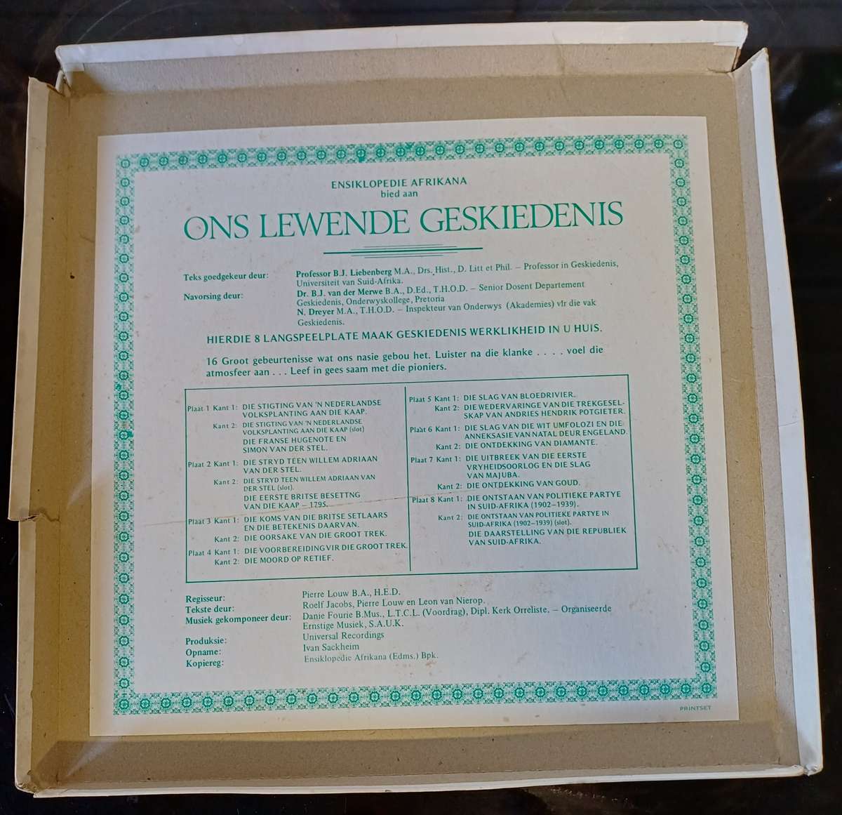 Vinyl LP record Box Set "Ons Lewende Geskiedenis" - South African History Collection