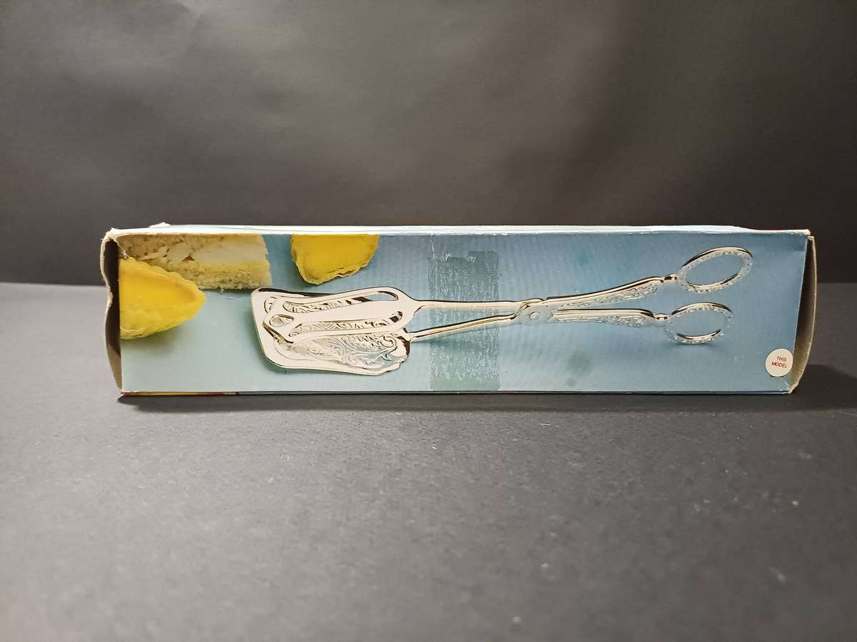 Silver Plated Cake Tongs/ Pie Clippers in Original Box (c. 1980s-90s)