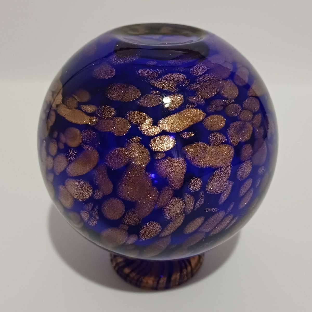 Cobalt Blue Hand-Blown Murano Glass Bud Vase with Gold Fleck