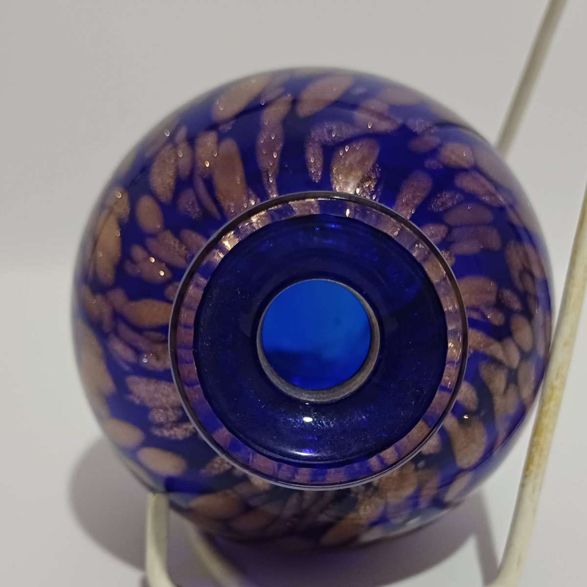 Cobalt Blue Hand-Blown Murano Glass Bud Vase with Gold Fleck