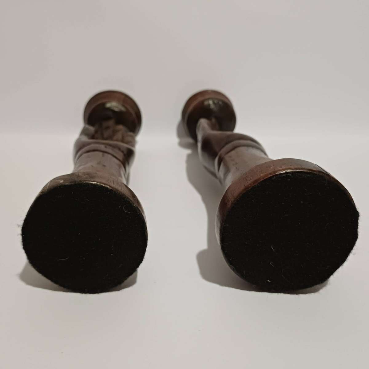 Hand-Carved African Wooden Candle Stands (Pair)