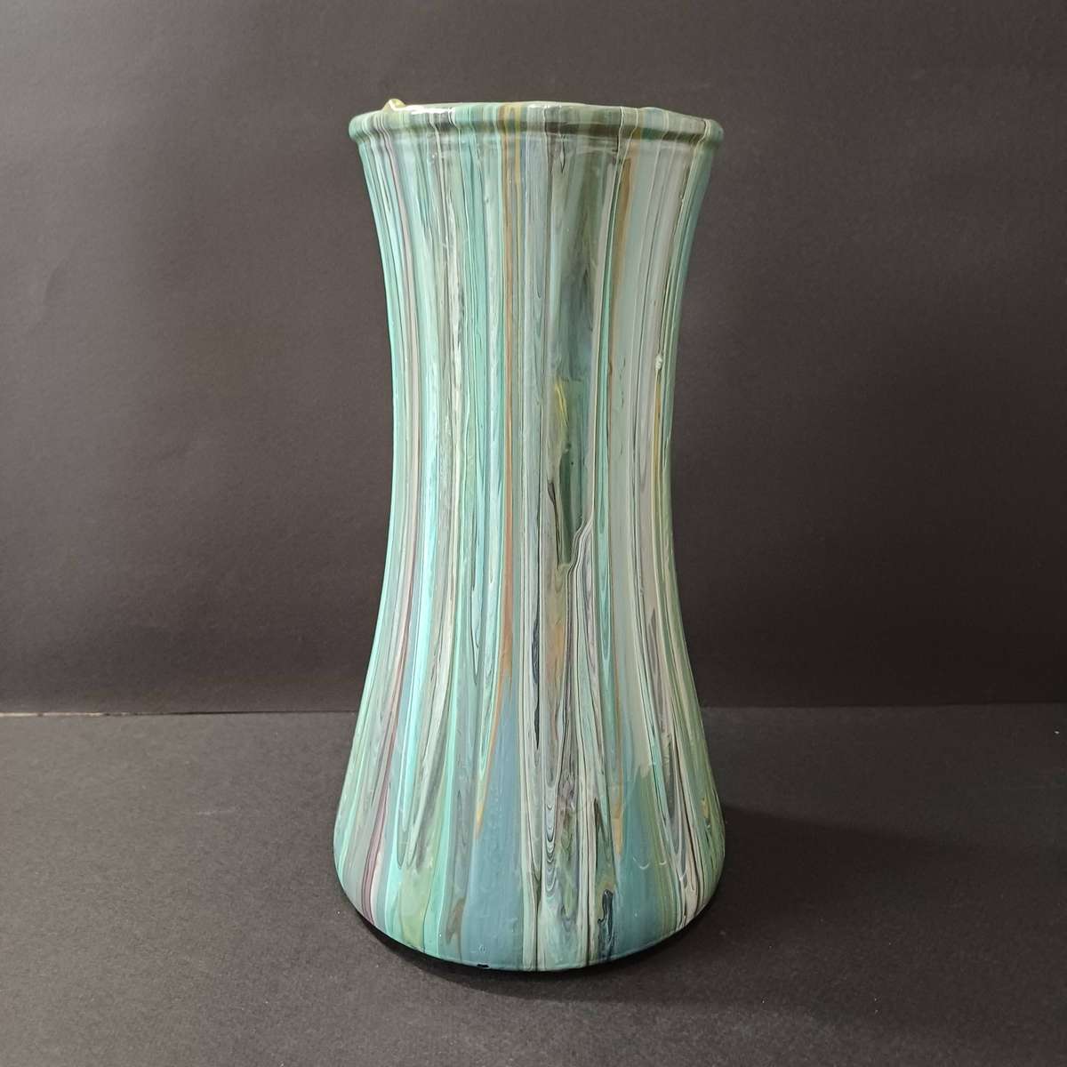 Green, blue and yellow Paint drip Vase