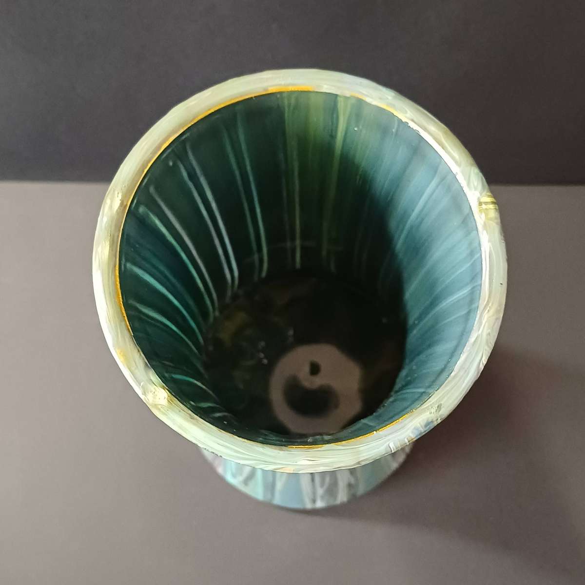 Green, blue and yellow Paint drip Vase