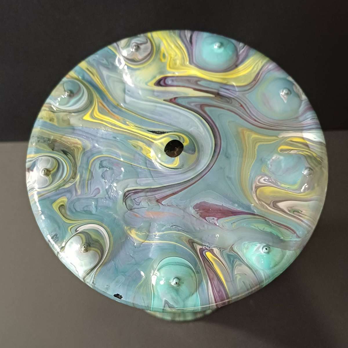 Green, blue and yellow Paint drip Vase