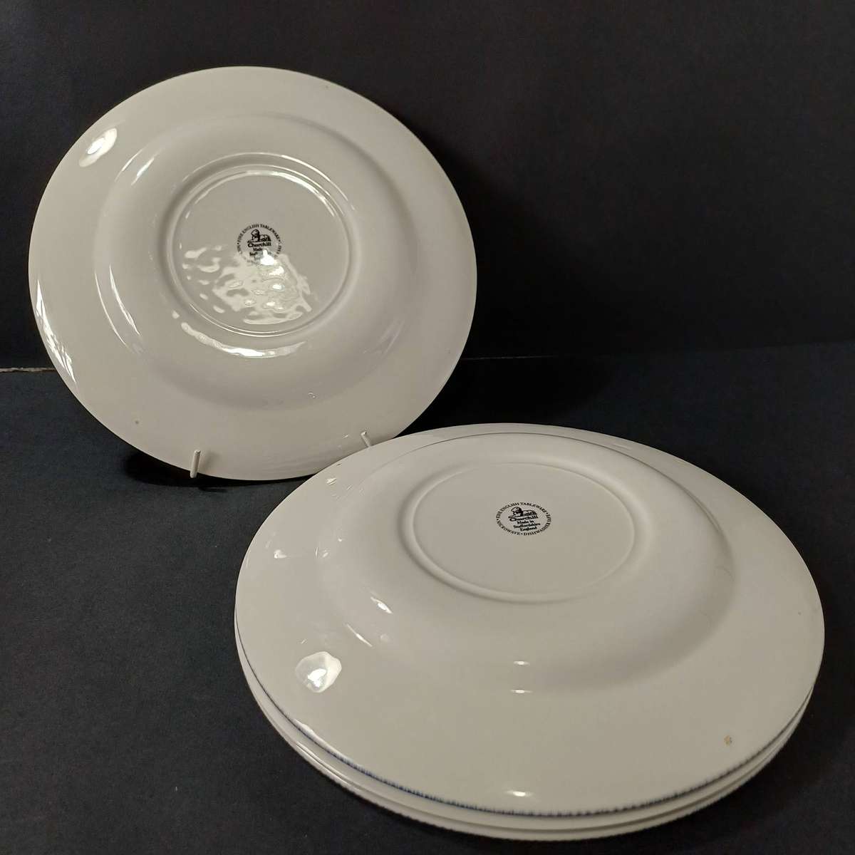 Set of 4 Churchill Blue Willow Dinner Plates - replacements (modern)